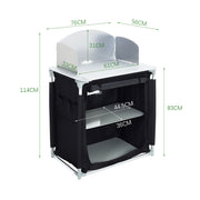 Outdoor Camping Kitchen Cupboard Cook Table Folding Storage Unit Shelf w Handbag