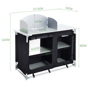 Outdoor Camping Kitchen Cupboard Cook Table Folding Storage Unit Shelf w Handbag