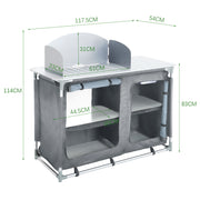 Outdoor Camping Kitchen Cupboard Cook Table Folding Storage Unit Shelf w Handbag
