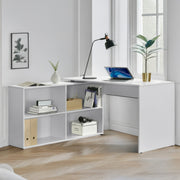 L-Shaped Corner Computer Desk Home Office Workstation with 4 Storage Shelves