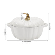 Pumpkin Shaped Enameled Cast Iron Casserole Pot with Lid Halloween Dutch Oven