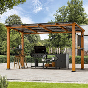 1.8x3.6m Outdoor Hardtop Grill Gazebo Steel Roof w/Side Shelf and Bottle Opener