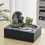 Buddha Fountain Zen Statue Water Feature Indoor Garden Ornament LED Lights Decor