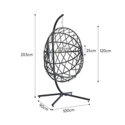 Garden Folding Cocoon Egg Swing Chair Rattan Hanging Basket Hammock with Cushion