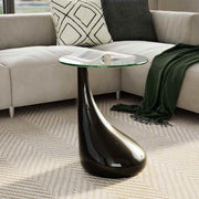 Coffee Table 2 Pcs With Round Glass Top High Gloss