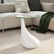 Coffee Table 2 Pcs With Round Glass Top High Gloss